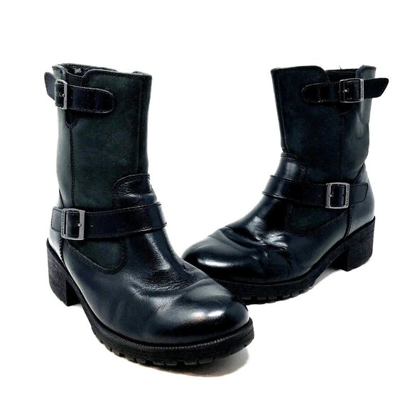 Eastland Boots Womens 7M Black Leather Canterbury Mid Calf Heeled Boot Western - Picture 1 of 10